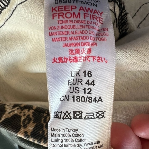 TOPSHOP mini skirt distress Sz 12 large cheetah animal pattern - Picture 4 of 5